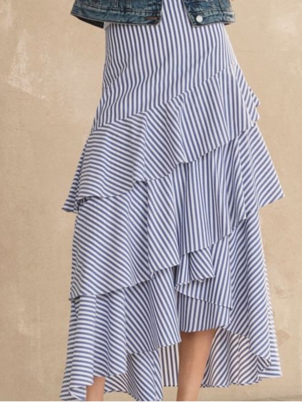 Banana Republic Blue and White Striped Tiered Ruffle Maxi Skirt - Picture 9 of 10
